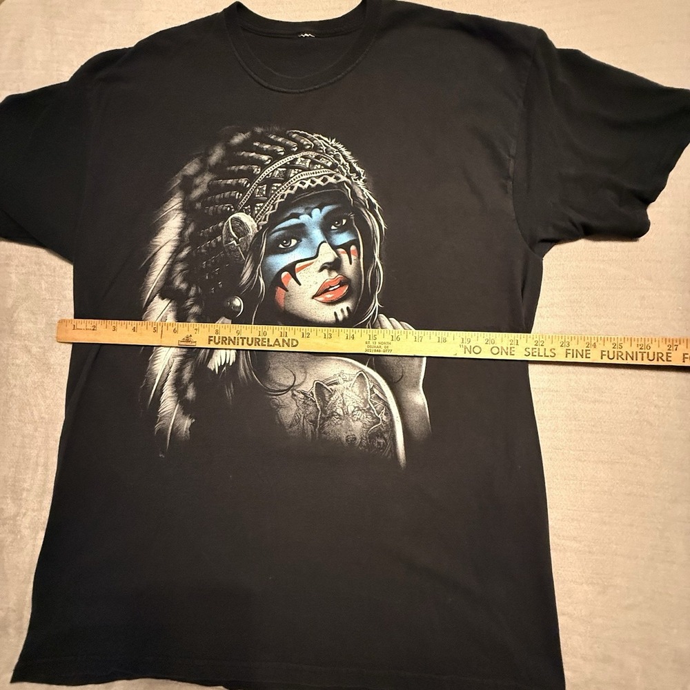 VTG Indian Princess Warrior Graphic T Shirt Native American Pride War Paint M/L - Picture 3 of 4